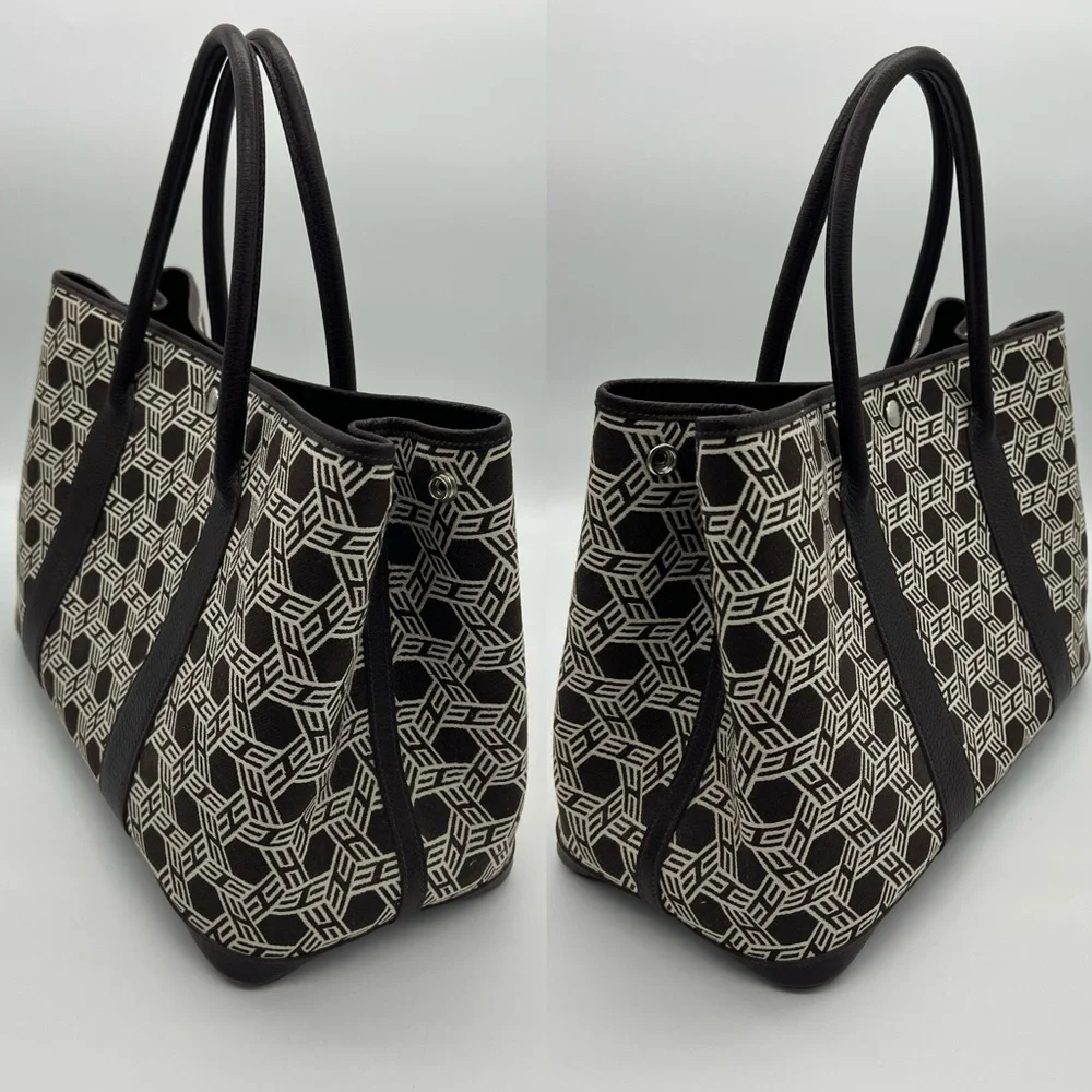 Authentic Hermès canvas/ brown leather Garden party 36 - Picture 4 of 17